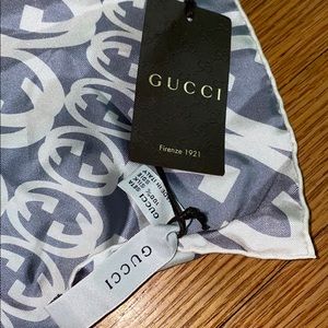 AUTHENTIC Gucci Silk Grey Scarf